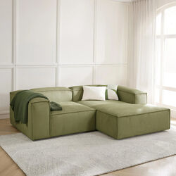 Lennon Modular Corner Sofa, corduroy olive green, Westwing Collection