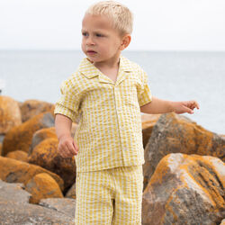 Short Sleeve Shirt, lemon checks, Serendipity