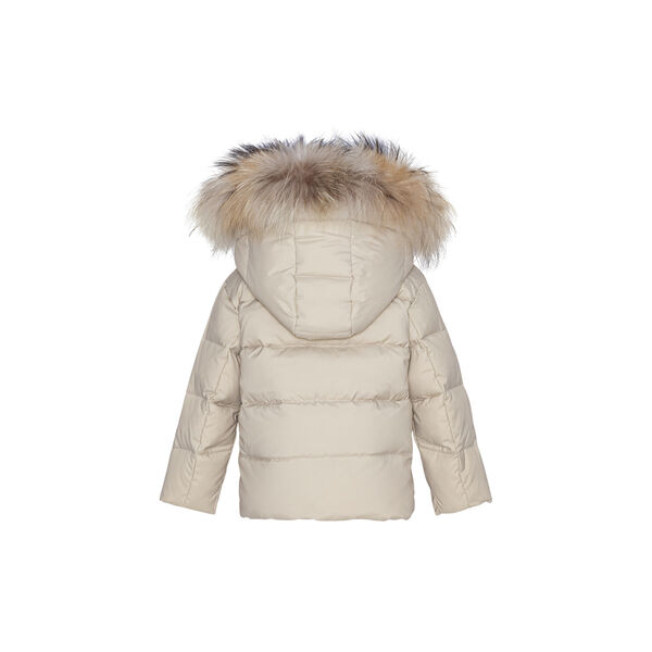 Baby Down Jacket with Fur, oat, VER de TERRE