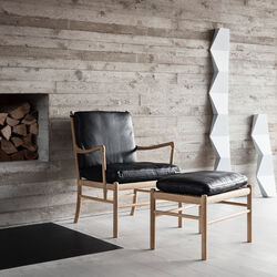 OW149F Colonial Footstool, white oiled oak/black, Carl Hansen & Søn