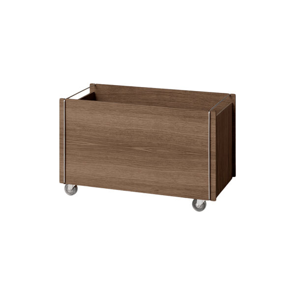 Storage Box w. Wheels | Smoked Oak/Stainless Steel, MOEBE