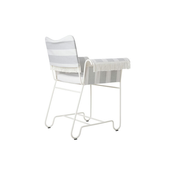 Tropique Dining Chair with Fringes, Leslie Stripe Limonta 20/classic white semi matt, GUBI