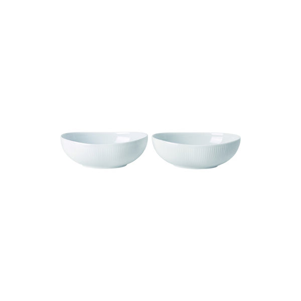 White Fluted Oval Bowl 37 cl, 2 pcs, Royal Copenhagen