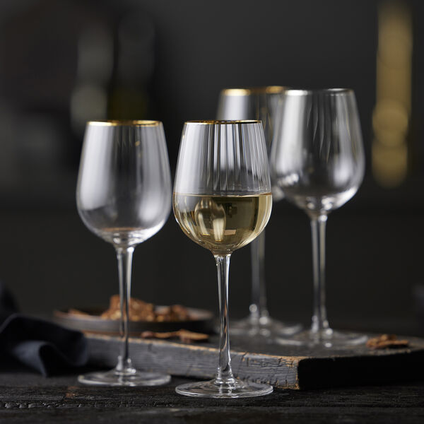 Palermo Gold White Wine Glass 4 pcs, Lyngby Glas