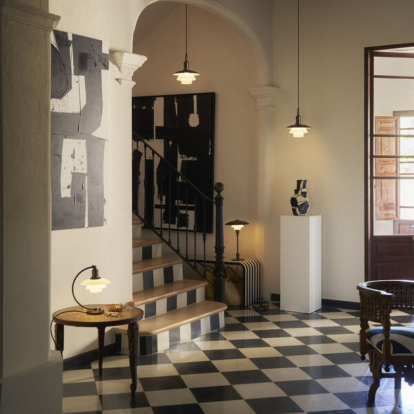 PH 2/2 Luna Table Lamp, aged brass/opal glass, Louis Poulsen