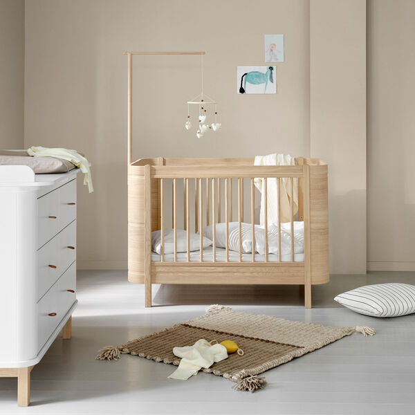 Wood Mini+ Cot Bed excl. Junior Kit 68x122 cm, oak, Oliver Furniture