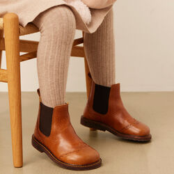 Chelsea Boot With Brogue Hole Pattern, medium brown, ANGULUS