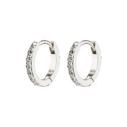 EBNA mini crystal huggie hoops, silver-plated, Pilgrim