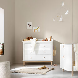 Wood Nursery Dresser 3 Drawers, white/oak, Oliver Furniture