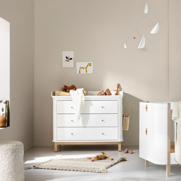 Wood Nursery Dresser 3 Drawers, white/oak, Oliver Furniture
