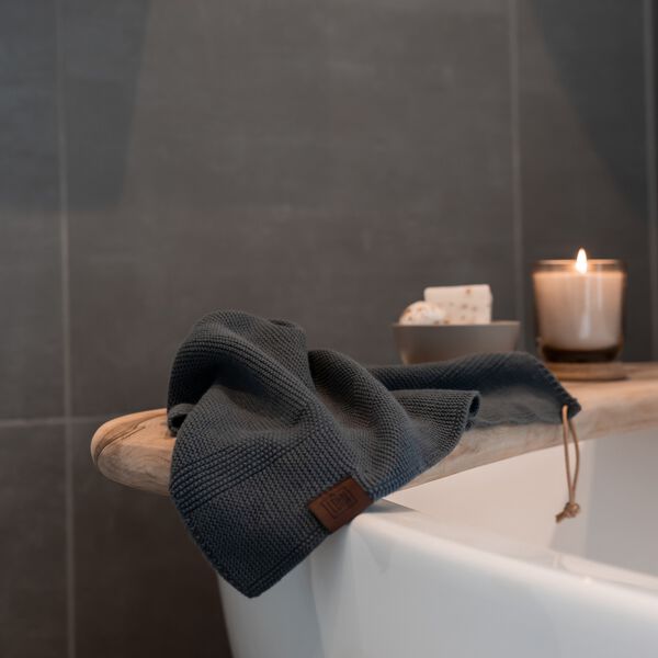 Knitted Towel, dark grey Knitted Towel, dark grey, By LOHN