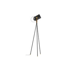 Carronade II Floor Lamp, black/smoked oak/brass, LE KLINT