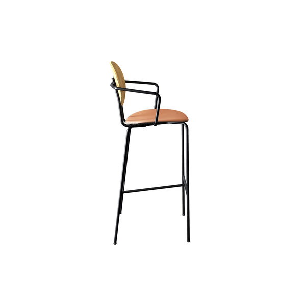 PIET HEIN Bar Chair with Arms, oiled oak/Silk Cognac, Sibast Furniture