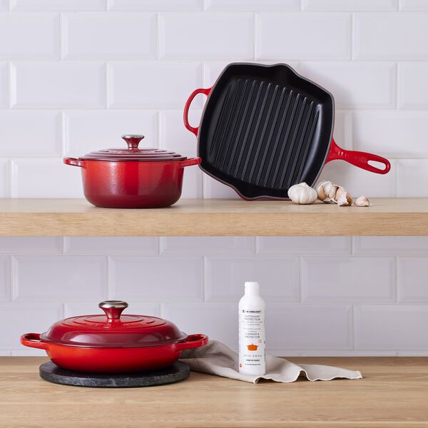 Signature cast iron square grillit 26 cm, cerise, Le Creuset