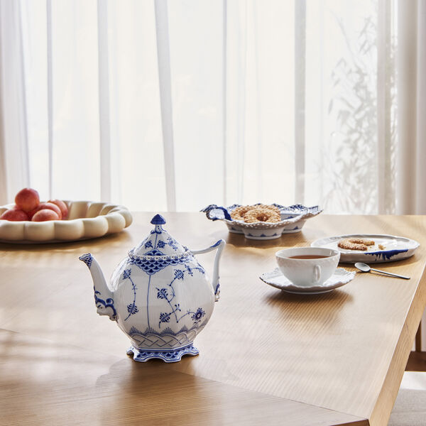 Blue Fluted Full Lace Tea Pot, Royal Copenhagen