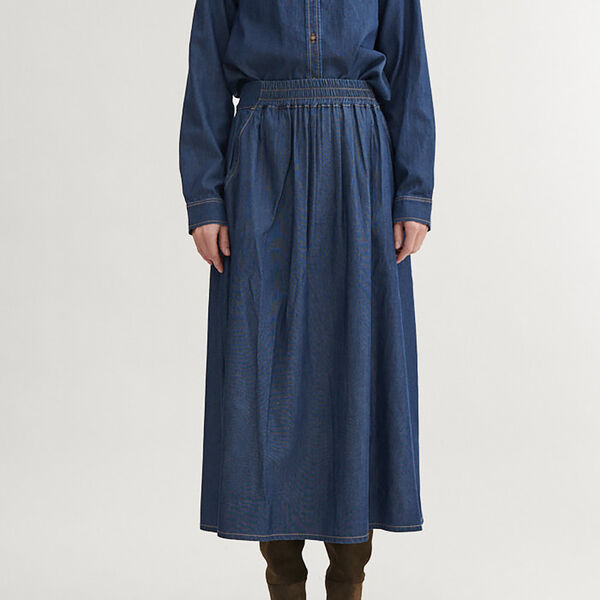 Bine Long Skirt, mid blue Bine Long Skirt, mid blue, Basic Apparel