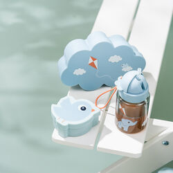 Playground Lunch & Snack Box with Straw Bottle, blue, Done by Deer