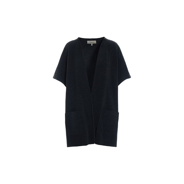 Mid-Length Fleece Vest with Signature Details | Soft Black, Henriette Steffensen Copenhagen