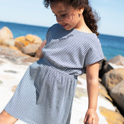 Beach Dress Stripe, navy/offwhite, Serendipity