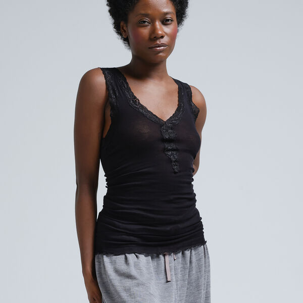 Cotton Lacey Top, black, Seamless Basic