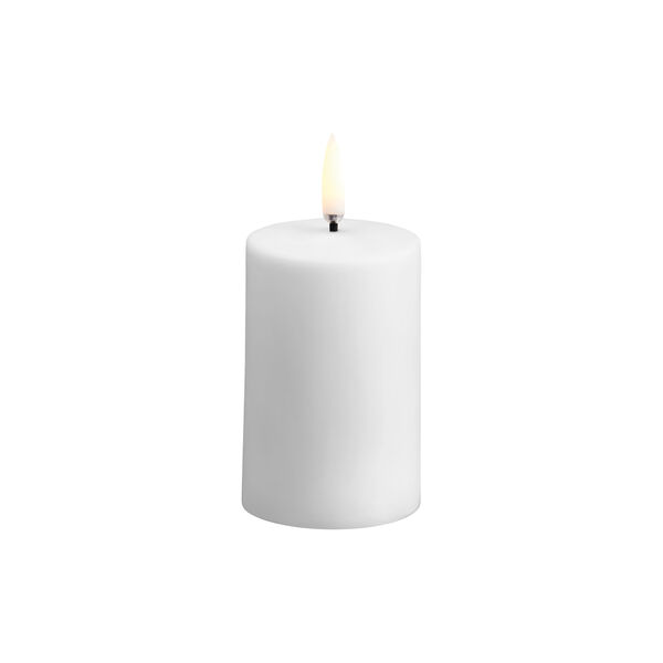 Outdoor LED pillar candle 7,8 cm, white, Uyuni Lighting