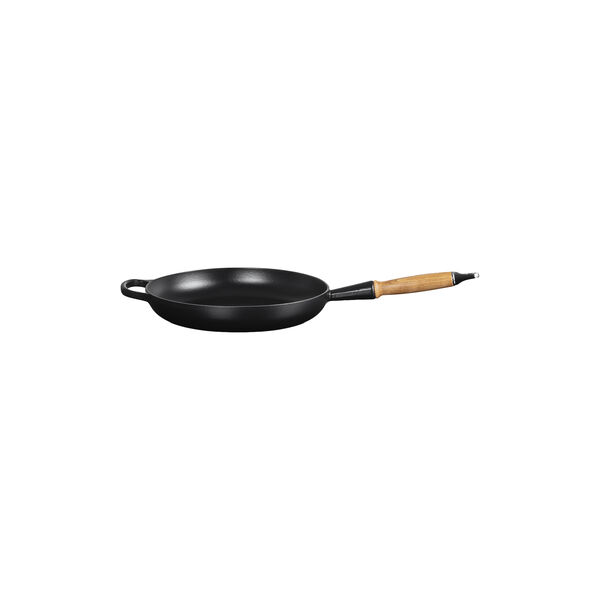 Signature cast iron frying pan with wooden handle &Oslash; 28 cm, matte black, Le Creuset