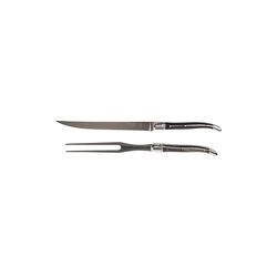 Carving Set, black horn, Laguiole Tradition