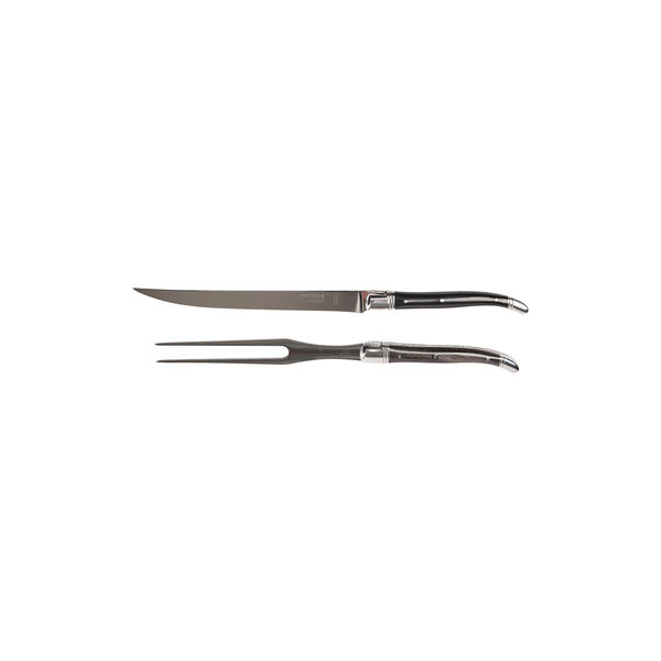 Carving Set, black horn, Laguiole Tradition