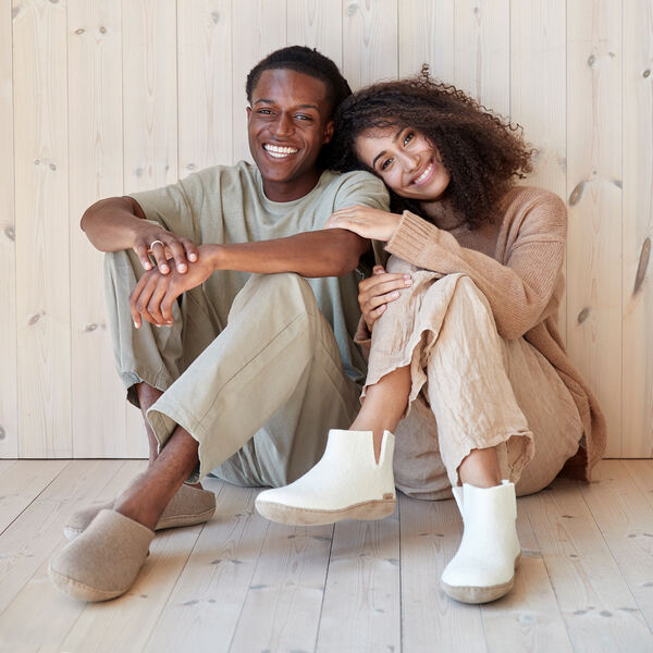 Felt Ankle Shoe, white, Glerups