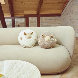 Cute Sheep Round Cushion &Oslash; 26 cm, taupe, NATURES Collection