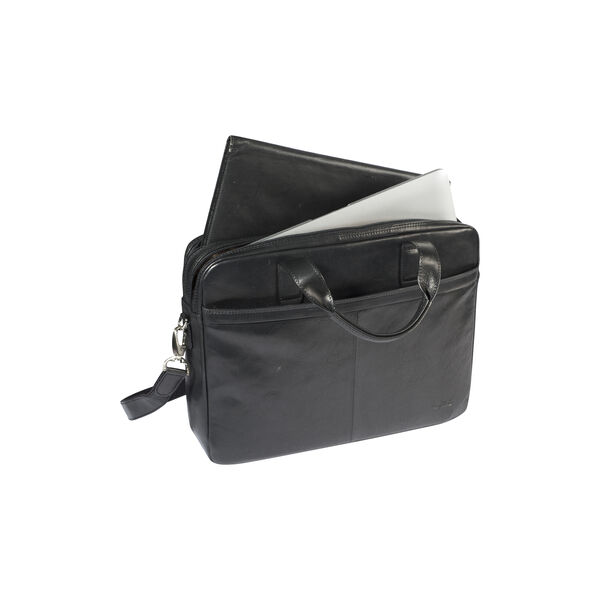 2 Compartment Laptop Briefcase, black, Tony Perotti