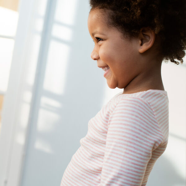 Slim Tee Stripe, coral/offwhite, Serendipity