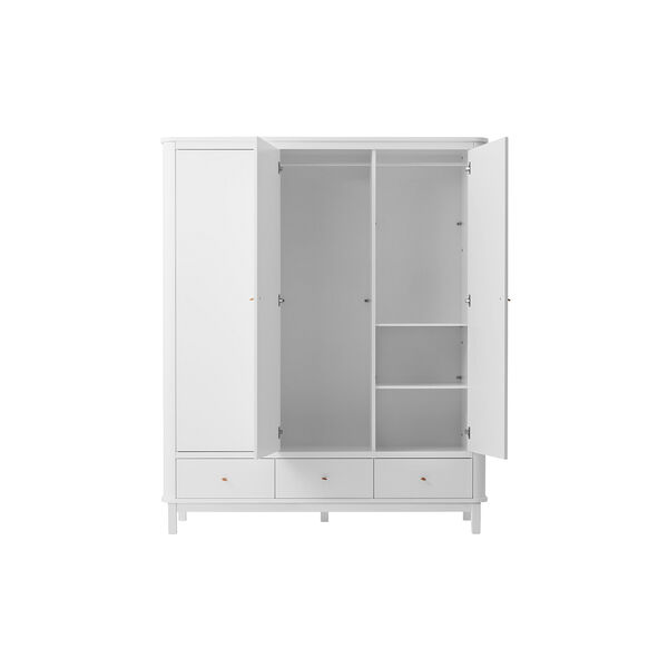 Wood Wardrobe 3 Doors, white, Oliver Furniture