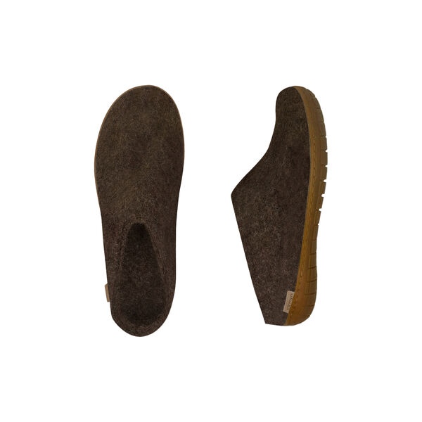 Felt Slipper with Natural Rubber sole, natural brown Felt Slipper with Natural Rubber sole, natural brown, Glerups