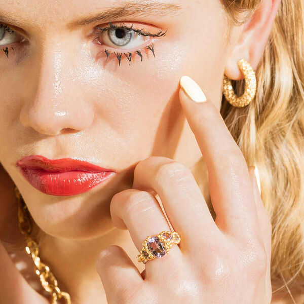 MOONLIT SECRET RING, gold plated/light purple, House of Vincent