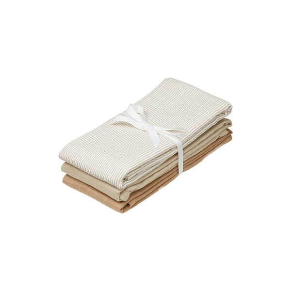 Muslin Cloth 3-pack, classic stripes camel, Cam Cam Copenhagen