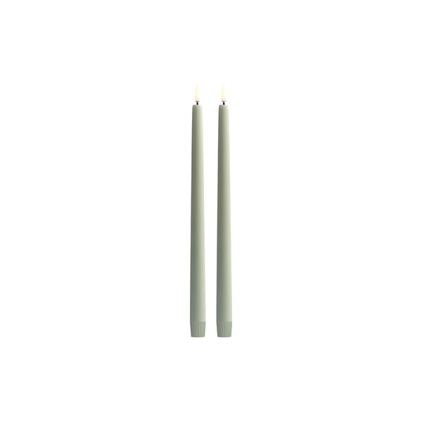 LED Smooth taper candle 2 pcs | H 32 | Sage green, Uyuni Lighting