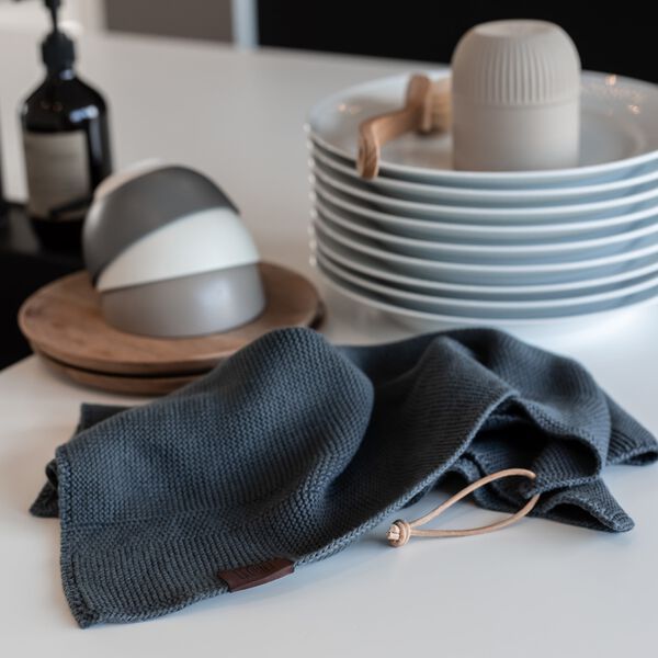 Knitted Towel, dark grey Knitted Towel, dark grey, By LOHN