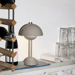 Flowerpot VP9 Portable Table Lamp, grey beige Flowerpot VP9 Portable Table Lamp, grey beige, &Tradition