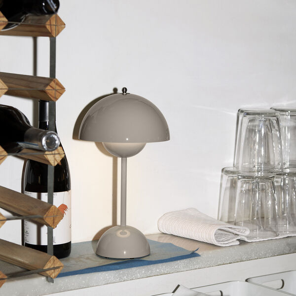 Flowerpot VP9 Portable Table Lamp, grey beige Flowerpot VP9 Portable Table Lamp, grey beige, &Tradition