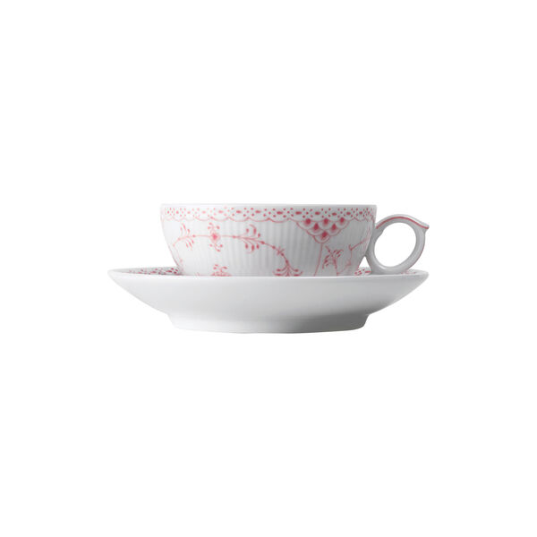 Coral Fluted Half Lace Cup and Saucer 20 cl Coral Fluted Half Lace Cup and Saucer 20 cl, Royal Copenhagen