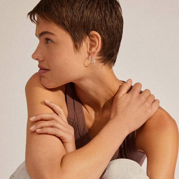 EDDY recycled  organic shaped large hoops, silver-plated, Pilgrim