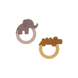 Deer Friends 2-pack Teether, mustard/powder, Done by Deer
