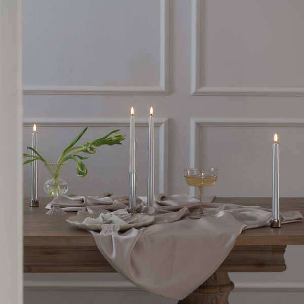 LED Smooth taper candle 2 pcs | H 32 | Silver finish, Uyuni Lighting