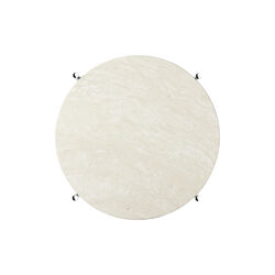 TS Side Table Round, neutral white travertine/steel, GUBI