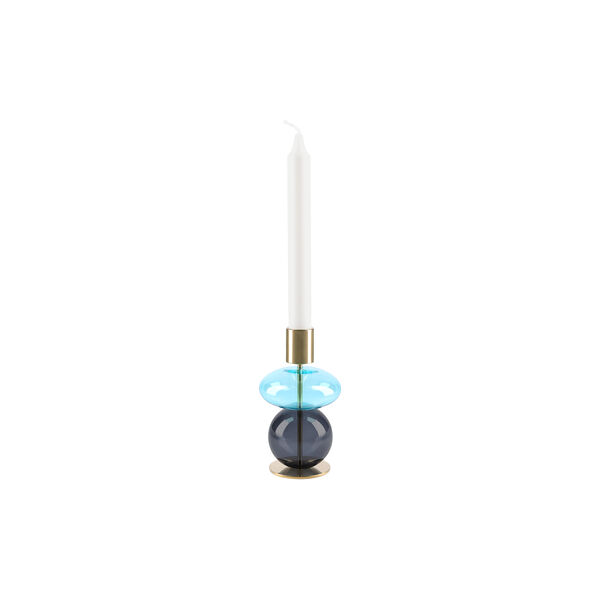 Bubble Candle holder, blue/smoke, Holmegaard