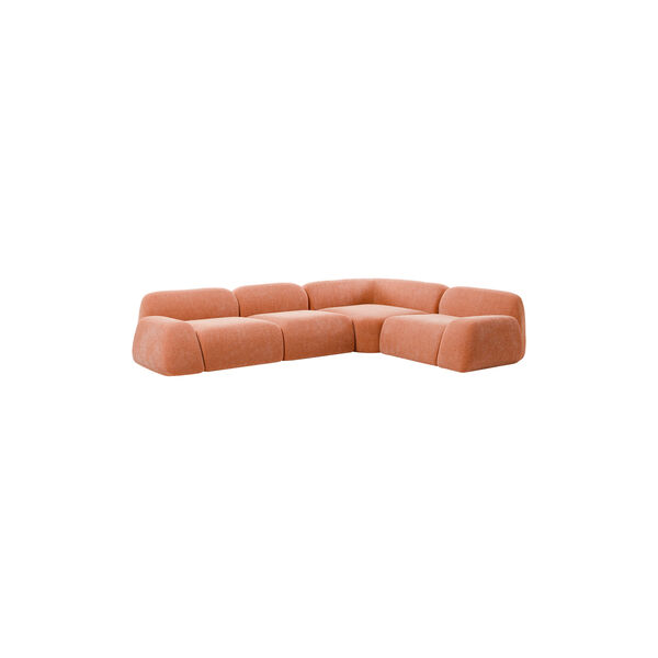 Wolke 4-seater Modular Corner Sofa, velvety woven terracotta, Westwing Collection