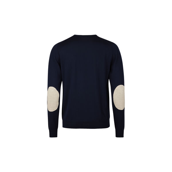 Pullover Knitted Crew Neck With Patch Merino Wool, navy, Stenstr&ouml;ms