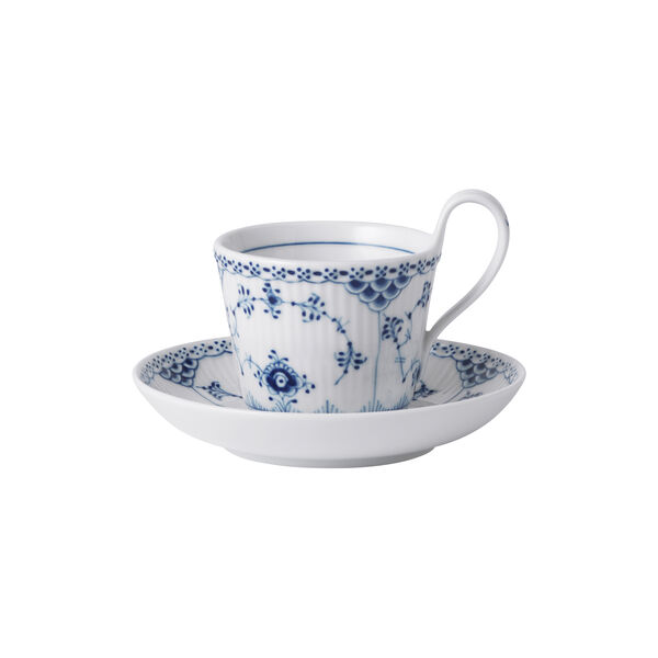 Blue Fluted Half Lace Cup and Saucer 17 cl Blue Fluted Half Lace Cup and Saucer 17 cl, Royal Copenhagen