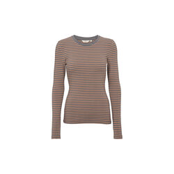 Ludmilla LS Tee, portabella/poppy seed, Basic Apparel